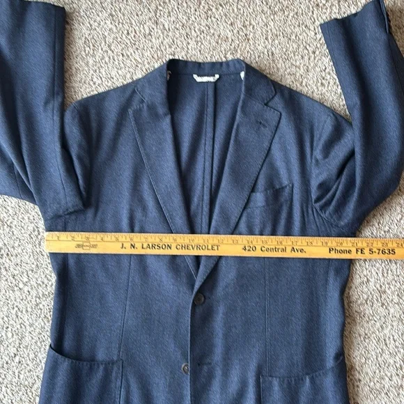 *Luxury* Finamore 1925 Napoli Navy Hand Tailored Patch Pocket Blazer Eu 52 US 40 - Picture 9 of 16